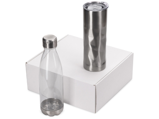 Изображение №1 | Подарочный набор с термокружкой и бутылкой «Water cross» (серебристый)