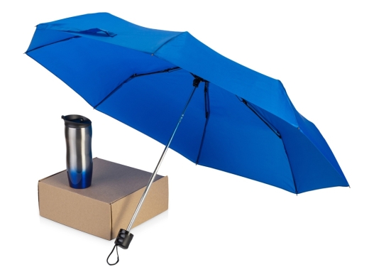 Изображение №1 | Подарочный набор «On the go» с термокружкой и зонтом (синий)