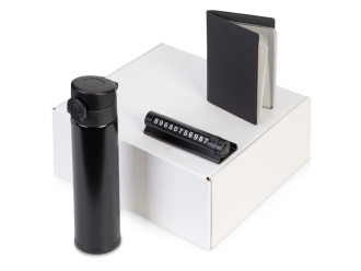 Изображение №1 | Подарочный набор «Premier» с термокружкой, парковочной визиткой и обложкой для документов (черный)