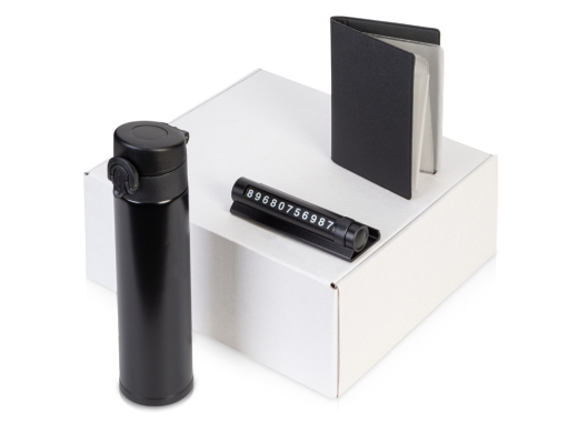 Изображение №1 | Подарочный набор «Premier» с термокружкой, парковочной визиткой и обложкой для документов (черный)