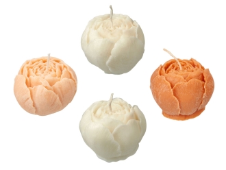 Изображение №3 | Набор свечей на подставке «Пионы» (белый, темно-персиковый, персиковый, серый)