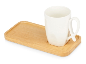 Изображение №1 | Чайная пара с бамбуковым блюдцем «Deny» (белый)