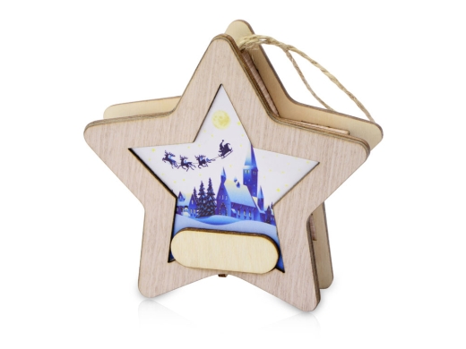 Изображение №1 | Новогодняя подвеска с подсветкой «Звезда» (натуральный, разноцветный)