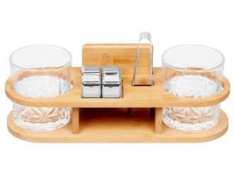 Изображение №2 | Набор для виски на бамбуковой подставке «Boulevardier» (натуральный, прозрачный)