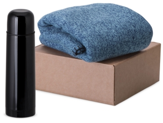 Изображение №1 | Подарочный набор «Calmy» с термосом и пледом (синий, черный)