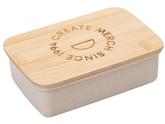 Изображение №1 | Ланч-бокс «Lunch» из пшеничного волокна с бамбуковой крышкой с гравировкой (бежевый)