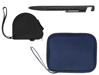 Изображение №1 | Подарочный набор с ручкой-стилусом и рулеткой (темно-синий, черный)