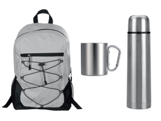 Изображение №1 | Набор туриста с термосом и кружкой в рюкзаке (серый)