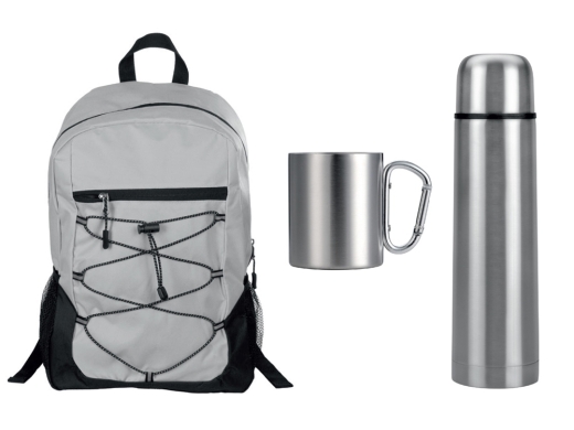 Изображение №1 | Набор туриста с термосом и кружкой в рюкзаке (серый)
