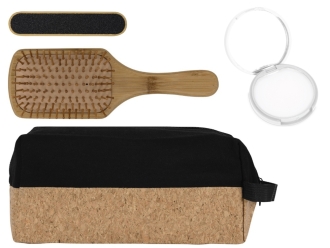 Изображение №1 | Подарочный набор с расческой, пилкой для ногтей, бальзамом для губ в косметичке (черный)