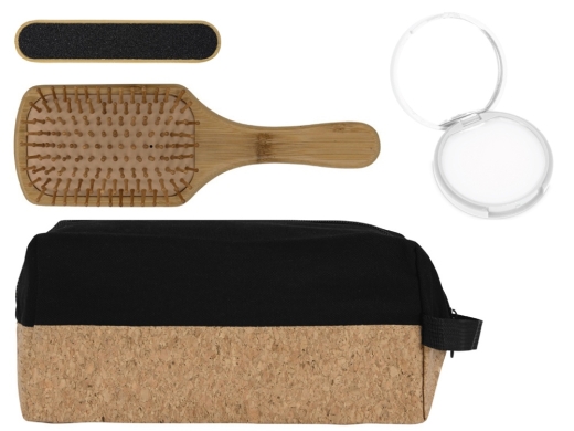 Изображение №1 | Подарочный набор с расческой, пилкой для ногтей, бальзамом для губ в косметичке (черный)