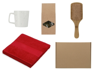 Изображение №1 | Подарочный набор для ванны с полотенцем, расческой и кружкой (красный)