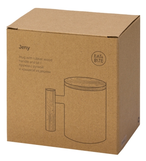 Изображение №9 | Кружка с ручкой и крышкой из каучукового дерева «Jeny» (белый, натуральный)