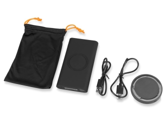 Изображение №4 | Набор из внешнего аккумулятора и беспроводной зарядки «Force», 8000 mAh (черный)