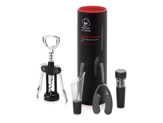 Изображение №1 | Набор аксессуаров для вина «Pinot Grigio» 2.0 (черный/серебристый)