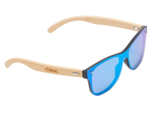 Изображение №1 | Очки солнцезащитные из бамбука с зеркальными линзами «Rockwood Motion» с гравировкой (синий/натуральный)