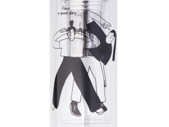 Изображение №2 | Стеклянная термобутылка «Glassir», 500мл, с круговой трафаретной печатью (черный/прозрачный)