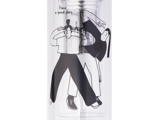 Изображение №2 | Стеклянная термобутылка «Glassir», 500мл, с круговой трафаретной печатью (черный/прозрачный)