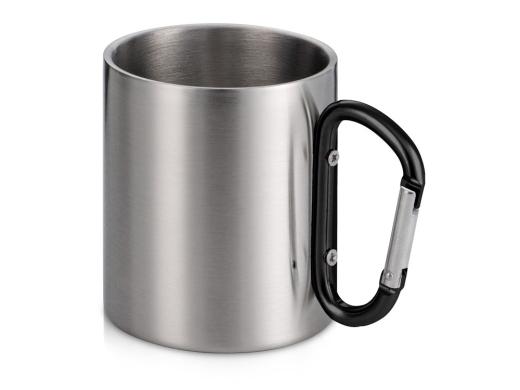 Изображение №1 | Кружка из стали с ручкой-карабином «Elbrus» (серебристый, черный)
