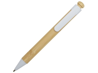 Изображение №1 | Ручка шариковая из бамбука и переработанной пластмассы «Rattan» (натуральный/белый)