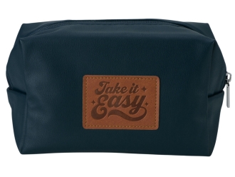Изображение №1 | Косметичка из эко-кожи «Enio» с патчами (темно-синий)