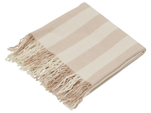 Изображение №2 | Плед «Reglet» из хлопка с бахромой (бежевый)