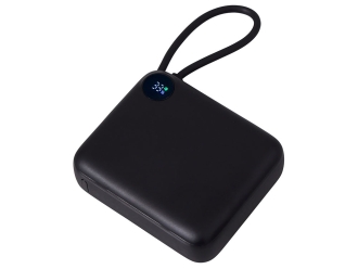 Изображение №1 | Внешний аккумулятор со встроенным кабелем «Liri», QC/PD, 10000 мАч (черный)