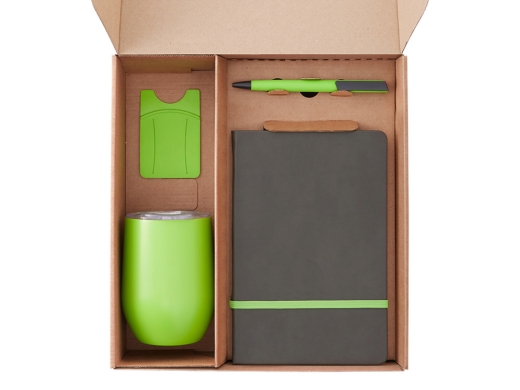 Изображение №2 | Набор «Refreshment» с термокружкой, блокнотом, ручкой и ланчбоксом (зеленое яблоко, бежевый, серый)