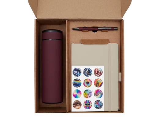 Изображение №2 | Набор «Warmpage» с термосом, блокнотом, ручкой и чаем (бордовый, бургунди, бежевый)