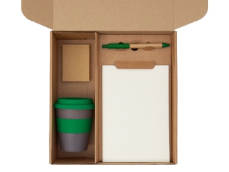 Изображение №2 | Набор «Halm» с блокнотом, ручкой и стаканом (зеленый, серый)