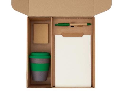 Изображение №2 | Набор «Halm» с блокнотом, ручкой и стаканом (зеленый, серый)