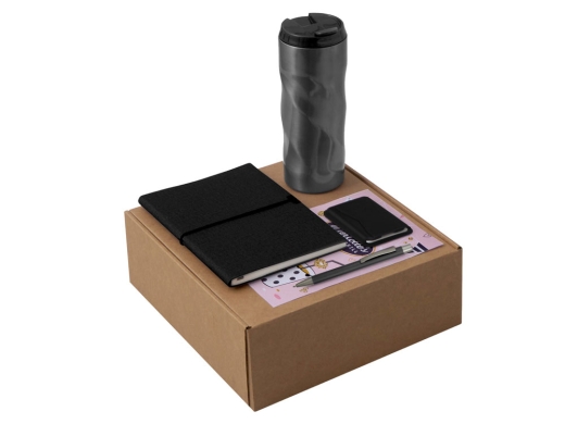 Изображение №1 | Набор «Firm» с блокнотом, ручкой и термокружкой (черный, серый)