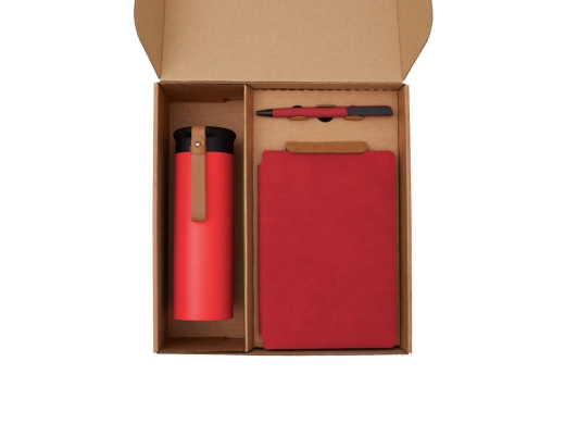 Изображение №2 | Набор «Draftea» с блокнотом, ручкой, термосом и чаем (коричневый, красный)