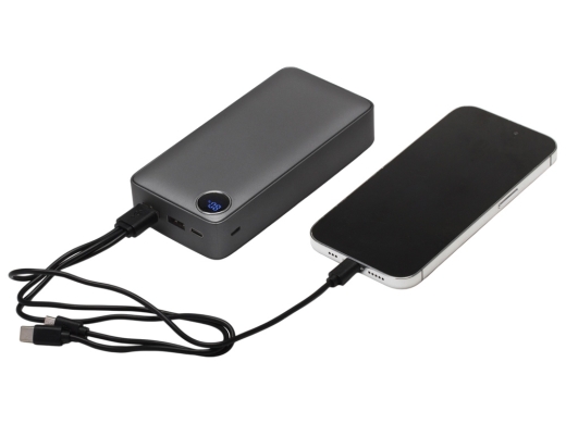 Изображение №2 | Внешний аккумулятор «Mild Pro» c быстрой зарядкой QC/PD, металлик soft-touch, 20 000 mAh (серый)