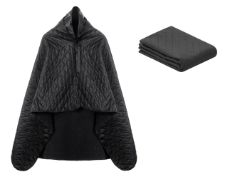 Изображение №6 | Плед-пончо 2-в-1 «Cappy» с капюшоном и мешком (черный)