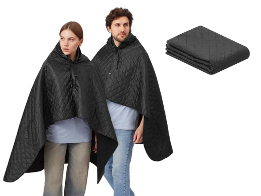 Изображение №1 | Плед-пончо 2-в-1 «Cappy» с капюшоном и мешком (черный)