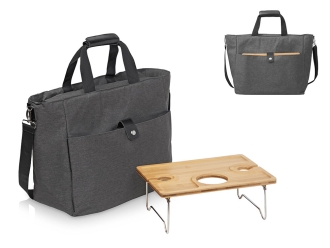 Изображение №1 | Набор для пикника Fabar сумка-холодильник и бамбуковый столик на ножках (серый, натуральный)