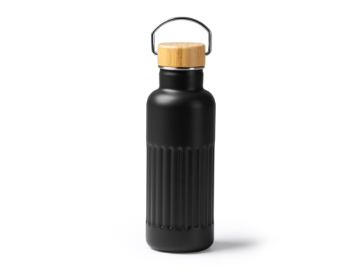 Изображение №1 | Термобутылка «Нобук» с бамбуковой крышкой, 500 мл (черный)