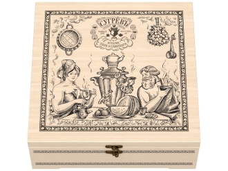 Изображение №2 | Подарочный набор с чаем и эфирными маслами «История пара и самовара» в деревянной шкатулке (крафт/многоцвет)