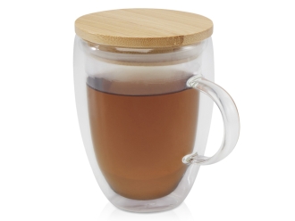 Изображение №1 | Кружка с бамбуковой крышкой «Leona» (прозрачный)