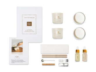 Изображение №4 | Набор для создания 2-х ароматических свечей: амбра и табак/маракуйя, сандал и пачули С лого (белый)