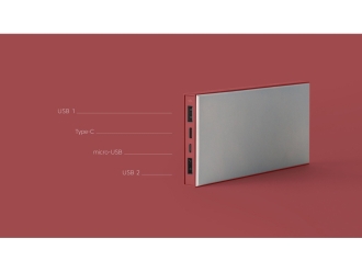 Изображение №6 | Внешний аккумулятор «NEO ARIA», 10000 mAh (бордовый/серый)