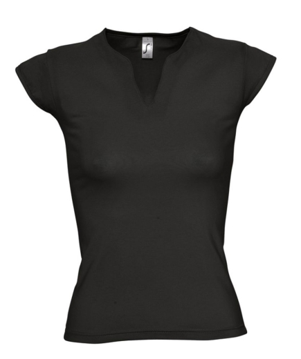 Изображение №1 | Футболка женская с оригинальным V-обр. вырезом Mint 170, черная, размер L