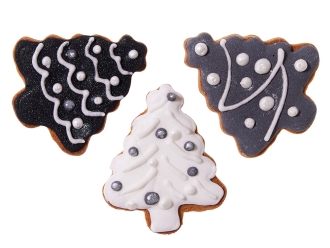 Изображение №1 | Набор новогодних имбирных печений в форме елочки (черный/белый)
