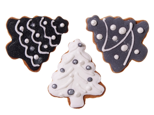 Изображение №1 | Набор новогодних имбирных печений в форме елочки (черный/белый)