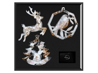 Изображение №3 | Набор елочных игрушек: Снегирь, Олень, Ель (Розовый кварц)