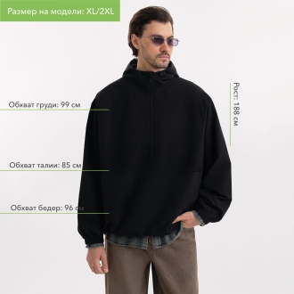 Изображение №5 | Ветровка (анорак) оверсайз унисекс Риссман (Rissman), черная, размер XS/S