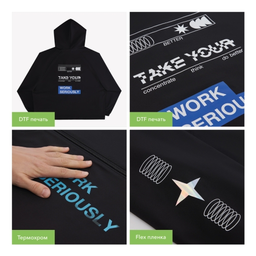 Изображение №15 | Ветровка (анорак) оверсайз унисекс Риссман (Rissman), черная, размер XS/S