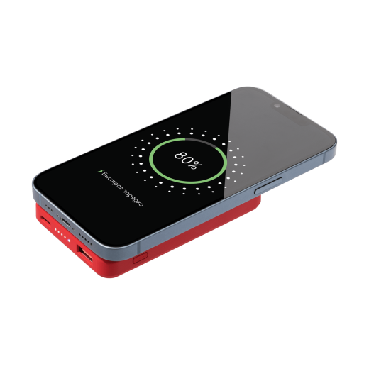 Изображение №7 | Внешний аккумулятор Ларго PD (Largo PD) 5000mAh с функцией беспроводной зарядки 15W, красный