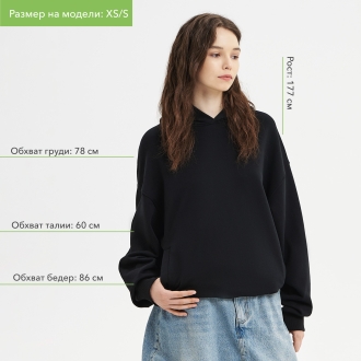 Изображение №5 | Худи оверсайз унисекс Фьюжн (Fusion), черный, размер XS/S